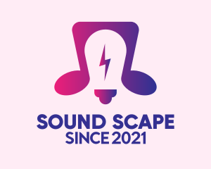 Audiovisual - Musical Note Light Bulb logo design