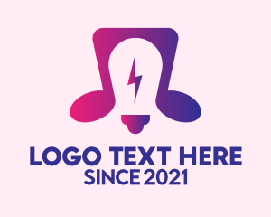 Interactive - Musical Note Light Bulb logo design