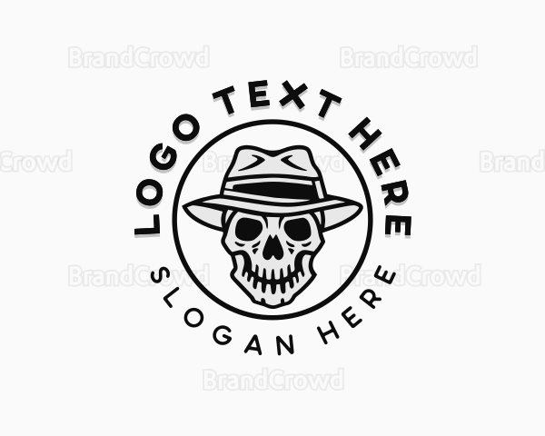 Hipster Skull Top Hat Logo