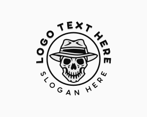 Hipster Skull Top Hat logo design