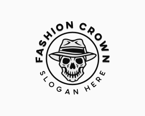 Hipster Skull Top Hat logo design