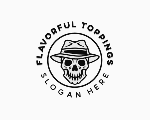 Hipster Skull Top Hat logo design