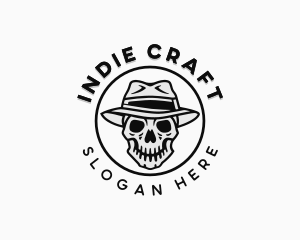 Indie - Hipster Skull Top Hat logo design