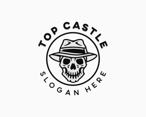 Hipster Skull Top Hat logo design