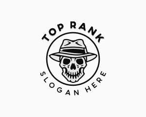 Hipster Skull Top Hat logo design