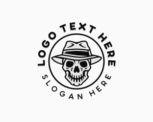 Hipster - Hipster Skull Top Hat logo design