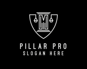 Pillar Shield Scale logo design