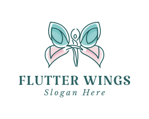 Ballerina Butterfly Wings logo design