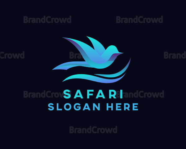 3d Sparrow Bird Wave Logo