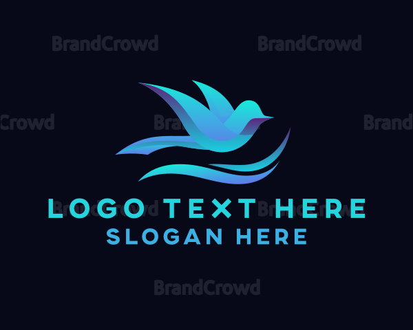 3d Sparrow Bird Wave Logo