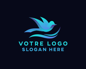 3d Sparrow Bird Wave Logo