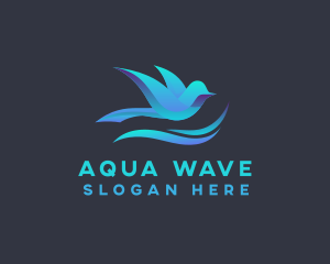 3d Sparrow Bird Wave logo design