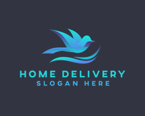 3d Sparrow Bird Wave logo design