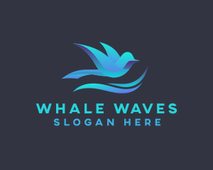 3d Sparrow Bird Wave logo design