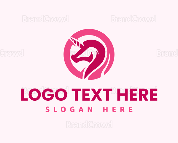 Pink Mythical Unicorn Logo