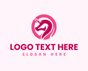 Stallion - Pink Mythical Unicorn logo design