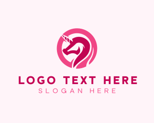 Horse - Pink Mythical Unicorn logo design