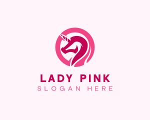 Pink Mythical Unicorn logo design