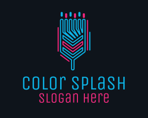 Neon Circuit Paintbrush logo design