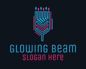 Neon Circuit Paintbrush logo design