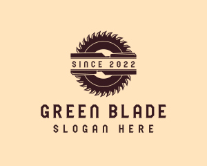 Wood Saw Blade Carpentry logo design