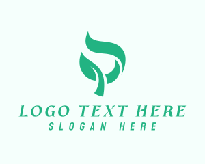 Green Organic Plant Letter P logo design
