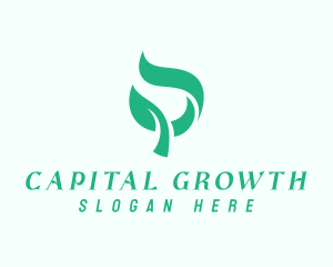 Green Organic Plant Letter P Logo