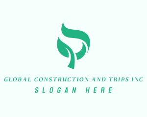 Vegan - Green Organic Plant Letter P logo design