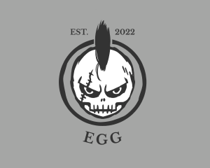 Rockstar - Cool Mohawk Skull logo design