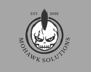 Punk Rock Mohawk Skull logo design