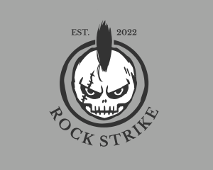 Punk Rock Mohawk Skull logo design