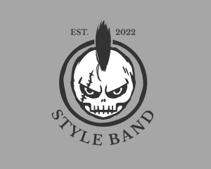 Punk Rock Mohawk Skull logo design