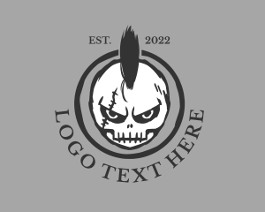 Rocker - Cool Mohawk Skull logo design