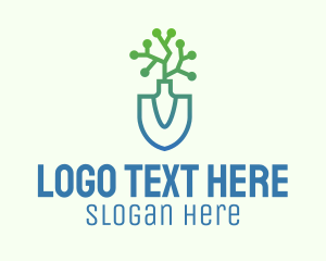 Eco - Gradient Gardening Shovel logo design