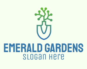 Gradient Gardening Shovel logo design