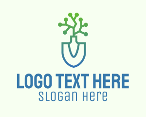 Tree - Gradient Gardening Shovel logo design