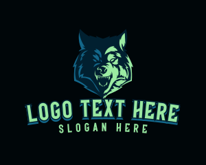 Wolf - Angry Neon Wolf logo design