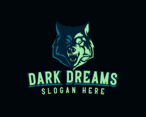 Angry Neon Wolf logo design