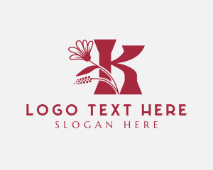 Leaf - Natural Flower Letter K logo design
