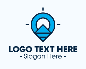 Geolocator - Blue Geometric Pin logo design