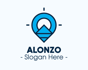 Blue Geometric Pin logo design