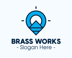 Blue Geometric Pin logo design