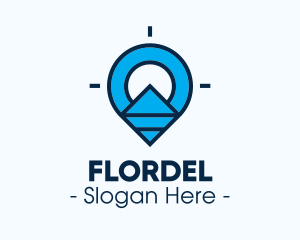 Blue Geometric Pin logo design