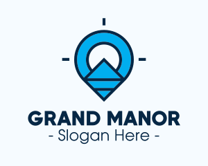 Blue Geometric Pin logo design