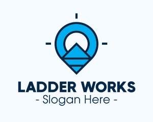 Blue Geometric Pin logo design