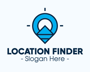 Geolocation - Blue Geometric Pin logo design