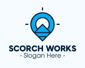 Blue Geometric Pin logo design