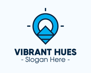 Blue Geometric Pin logo design