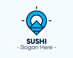 Blue Geometric Pin logo design