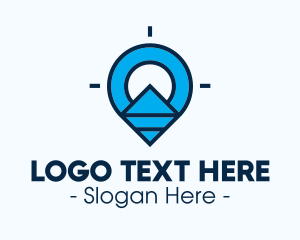 Blue Geometric Pin logo design